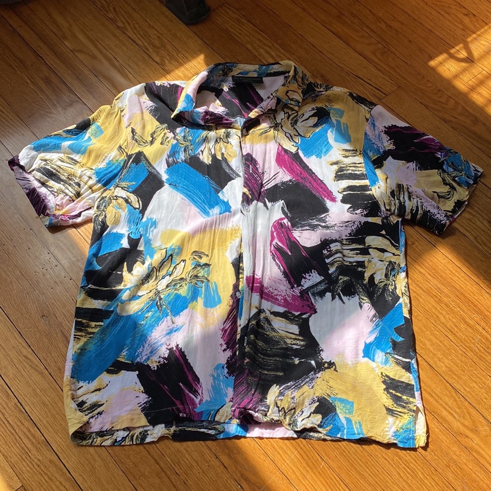 No Boundaries Abstract Casual Button Down - Multi… - image 2
